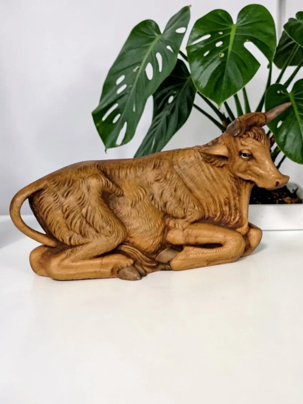 VINTAGE 1983 Fontanini Christmas Nativity Figure 27 OX OXEN COW Italy 5